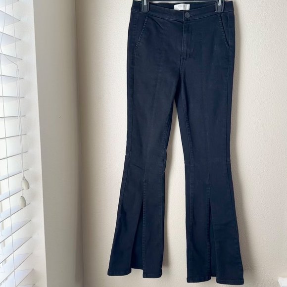 Free People WeThe Free black washed denim split hem boot cut jean Size 27 - Picture 2 of 12